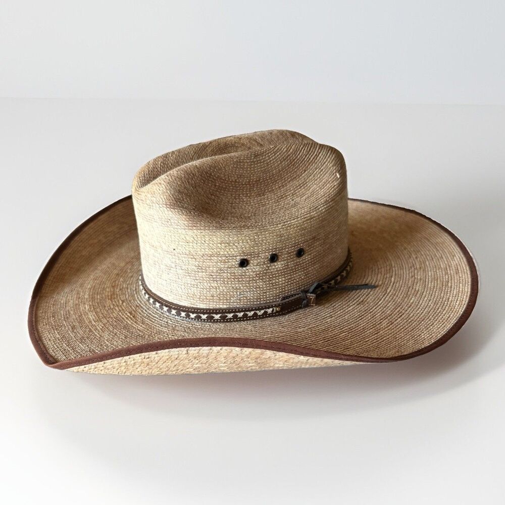 RESISTOL Jason Aldean Georgia Boy Mexican Palm Straw Cowboy Hat Sz 6 7/8 MEX 55